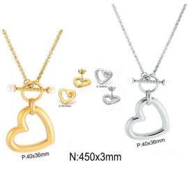 Fashionable and exaggerated heart-shaped personality, versatile hollowed out love women's necklace and earring set