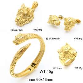 Punk style animal series tiger stainless steel jewelry men's set