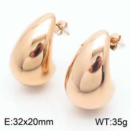 European and American fashion stainless steel creative droplet shaped charm rose gold earrings