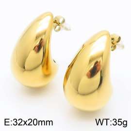 European and American fashion stainless steel creative droplet shaped charm gold earrings