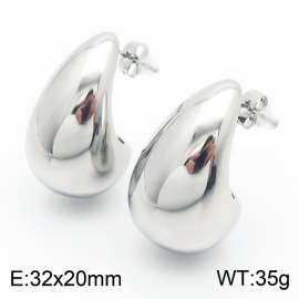 European and American fashion stainless steel creative droplet shaped charm silver  earrings