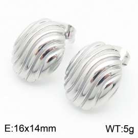 European and American fashion stainless steel creative striped geometric charm silver  earrings