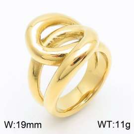 European and American INS minimalist stainless steel 19mm geometric irregular hollow interwoven winding charm gold ring