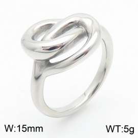 European and American INS minimalist stainless steel 15mm geometric irregular hollow interwoven winding charm silver ring