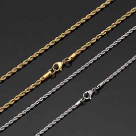 Personalized trend Fried Dough Twists chain necklace fashionable steel twisted rope chain