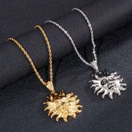 Rock Hip Hop Sun Guardian Stainless Steel Men's Necklace