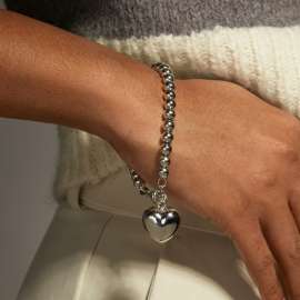 Stainless steel bead peach heart bracelet