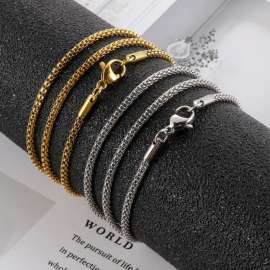 Stainless steel round mesh chain necklace