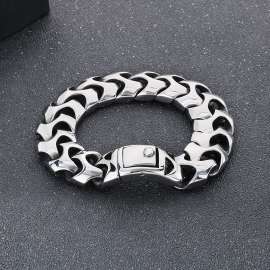 Powerful punk style vacuum plated keel chain square buckle men's wristband