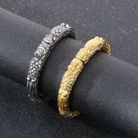 Vintage Cool Titanium Steel Cuff Bracelets Dragon Bangle Open Bracelet for Men