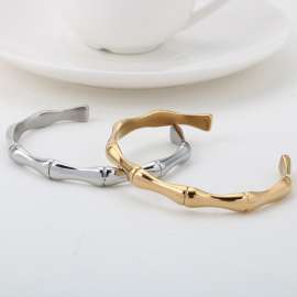 Light luxury C-shaped luxury retro bamboo bracelet Stainless Steel Bangle