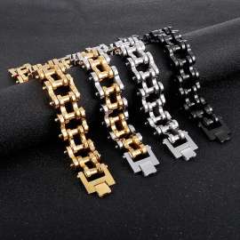 Shiny steel Color 22mm men's motorcycle thick heavy bracelet
