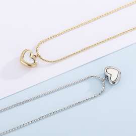 Sweet Heart Heart New Tide White Beimu Peach Heart Love Stainless Steel Snake Bone Chain Necklace