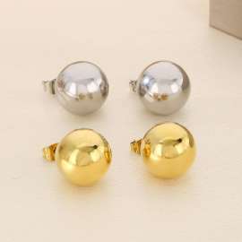 Minimalist 18mm Hollow Ball Earrings Stainless Steel Stud Bead Earrings Gift For Women