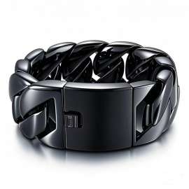 230x31mm Retro Domineering Black Cuban Chain Stainless Steel Jewelry Male Bracelets