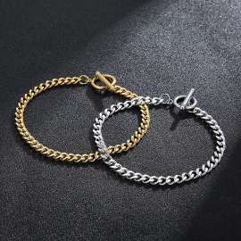 Stainless steel Cuban chain fashion trend OT buckle bracelet