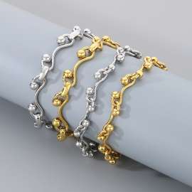 Stainless steel handmade chain double bead chain bracelet