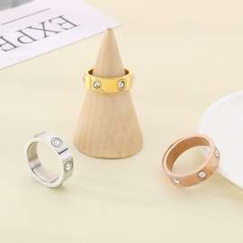 Stainless Steel Starry Sky with Diamonds Stone&Crystal Ring