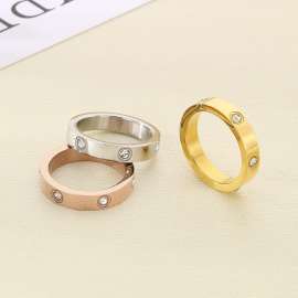 Stainless Steel Starry Sky with Diamonds Stone&Crystal Ring