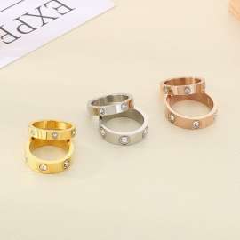 Stainless Steel Starry Sky with Diamonds Stone&Crystal Ring