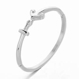 Steel Anchor Polished Cast Snap Buckle Men's Bangle