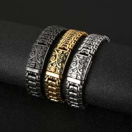 Mighty Tree of Life Pattern Men's Stainless Steel Buckle Bracelet