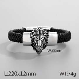 Steel Lion Head Bracelet Leather Rope Bracelet Fashion Men's Jewelry