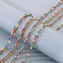 Fashionable stainless steel 500 × 5.5mm creative color dropper Cuban chain lobster buckle jewelry charm gold necklace