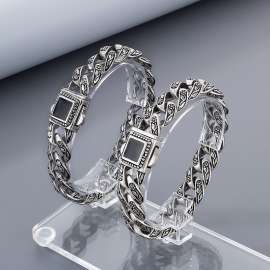 Romantic rose pattern vintage adjustable men's bracelet