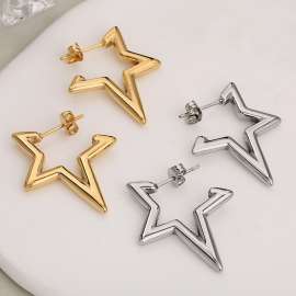 Stainless steel geometric light luxury star earrings