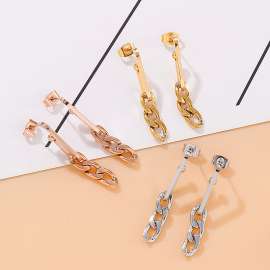Simple metal chain splicing Ins cool style earrings