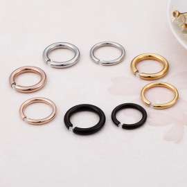 Stainless Steel Linear simplicity plain circle smooth surface Stone&Crystal Ring