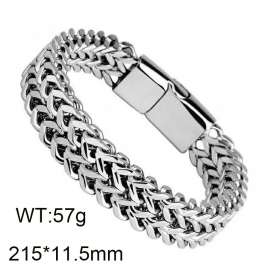 Stainless Steel Simple and personalized woven double row front and back keel flat buckle Bracelet(Men)
