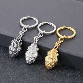 Retro exaggerated personalized human organ heart shaped handmade DIY keychain