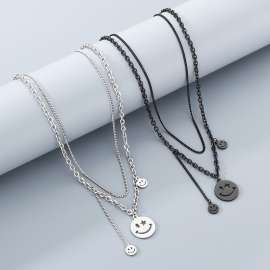 Stainless Steel Hip-hop smiley face necklace Necklace