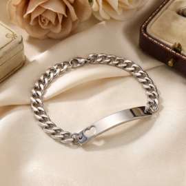Stainless Steel NK Chain Love Bending Plate Black-plating Bracelet